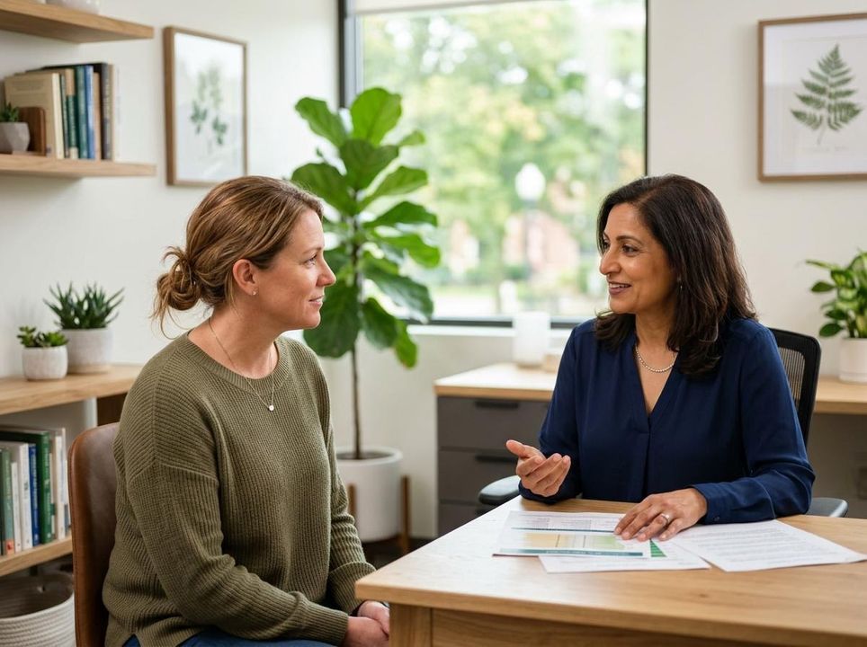 Doctor and patient discussing integrative medicine in a Naperville clinic.