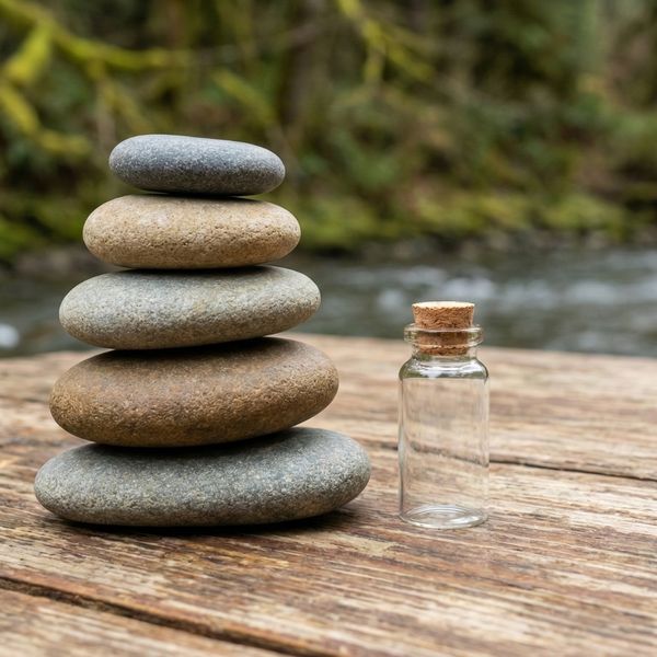 A balanced stack of smooth river stones