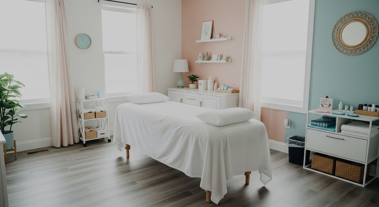 A serene, modern acupuncture room in Naperville, representing a peaceful space for healing.