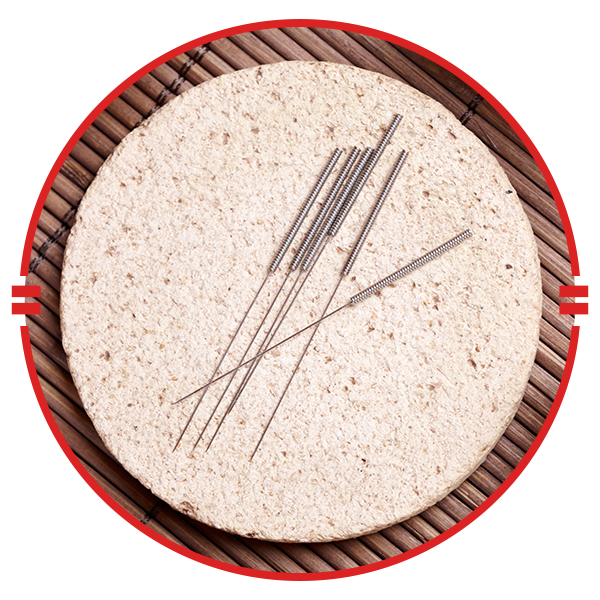 needles on porous round surface