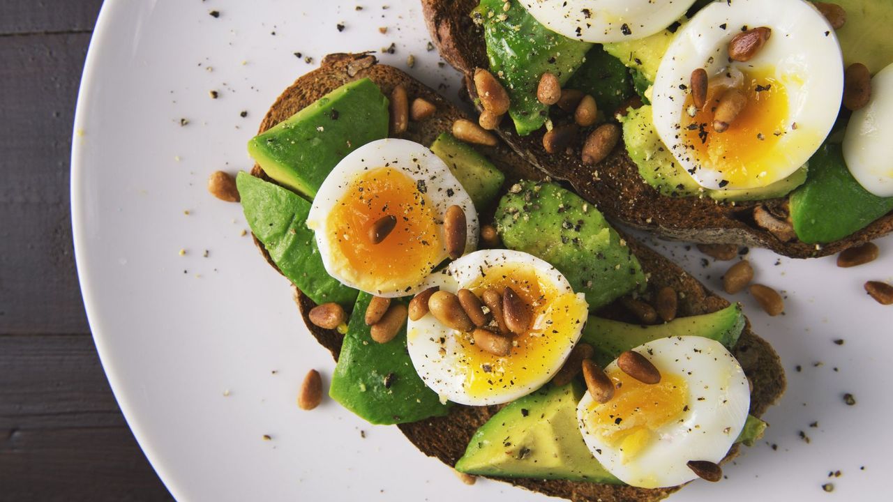 hard boiled eggs and avocado on toast