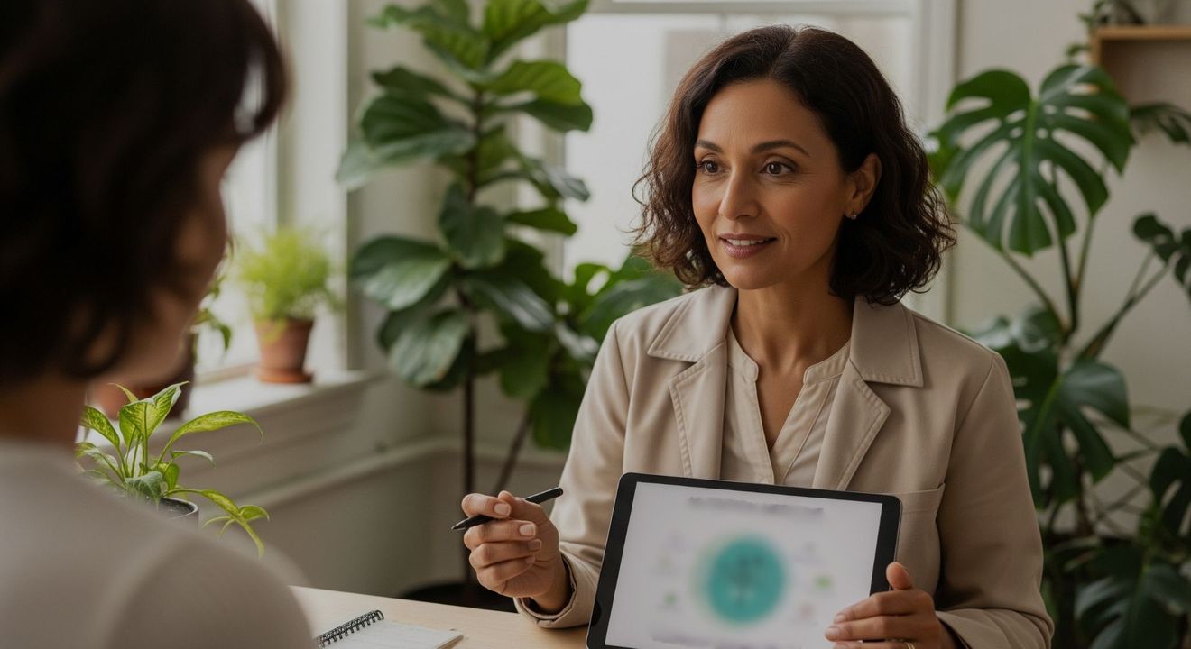 Woman explaining integrative medicine