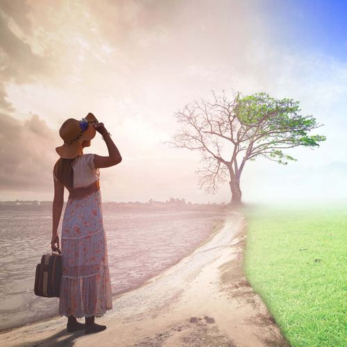 woman standing at a crossroads