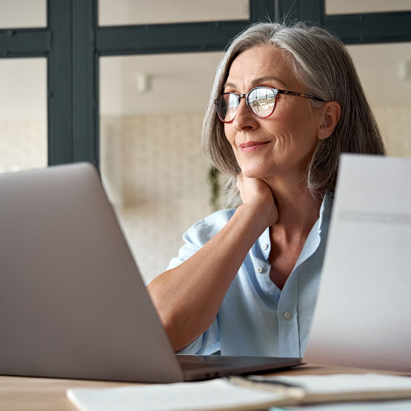 older woman using laptop