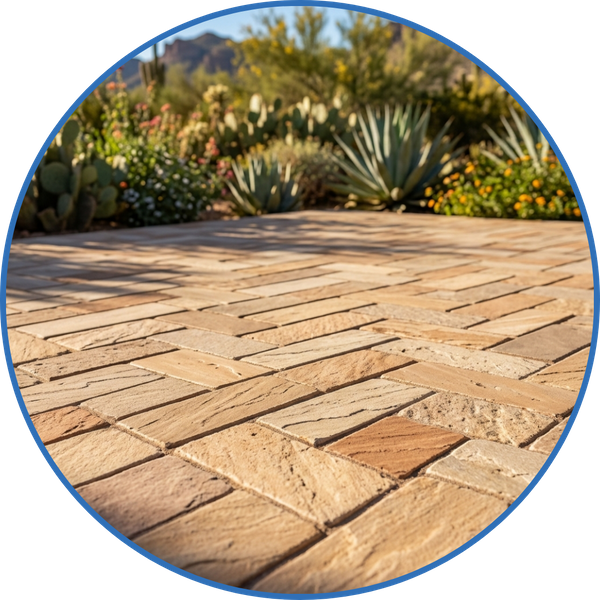 High-quality interlocking stone pavers forming a beautiful patio surface.
