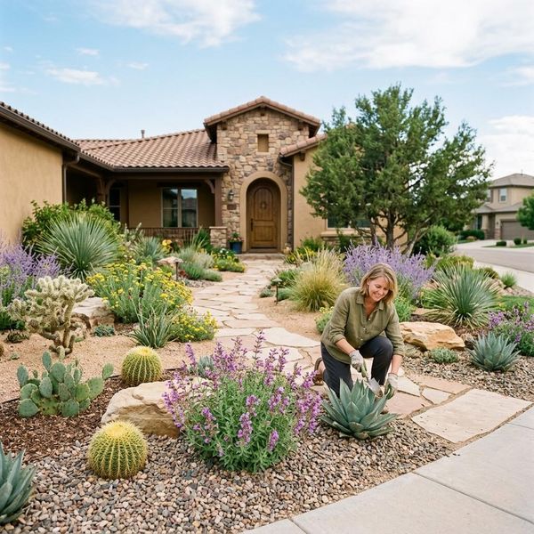 xeriscaped yard in El Marige 