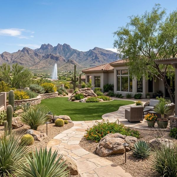 a professionally landscaped yard in Fountain Hills, Arizona 