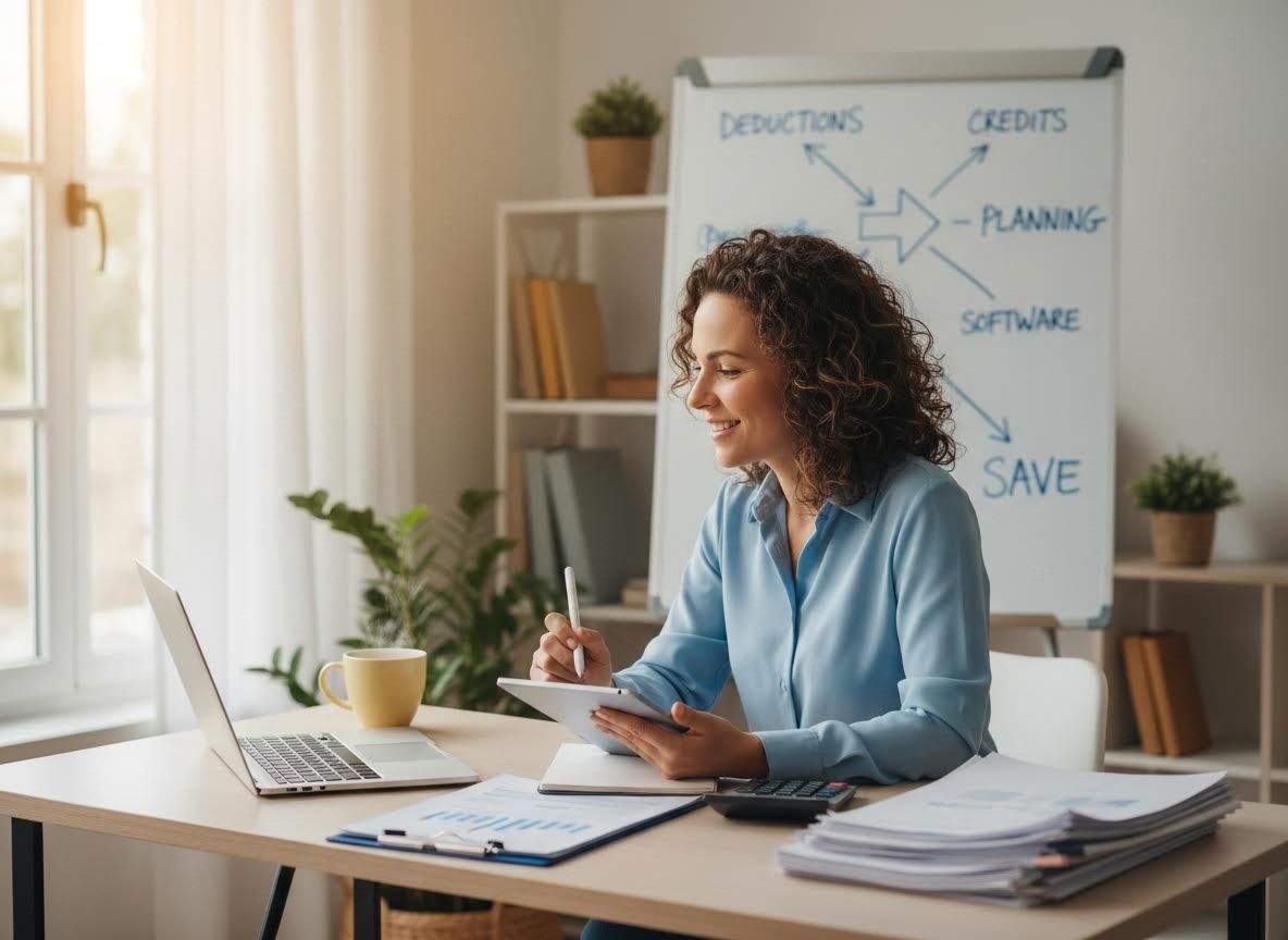 Woman working on financial planning at a desk