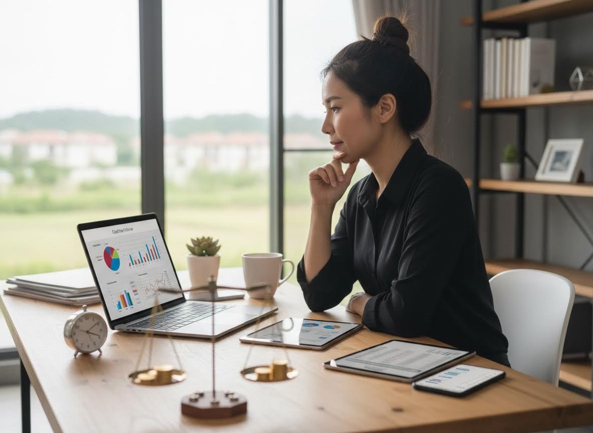 Professional Woman Analyzing Data in Home Office