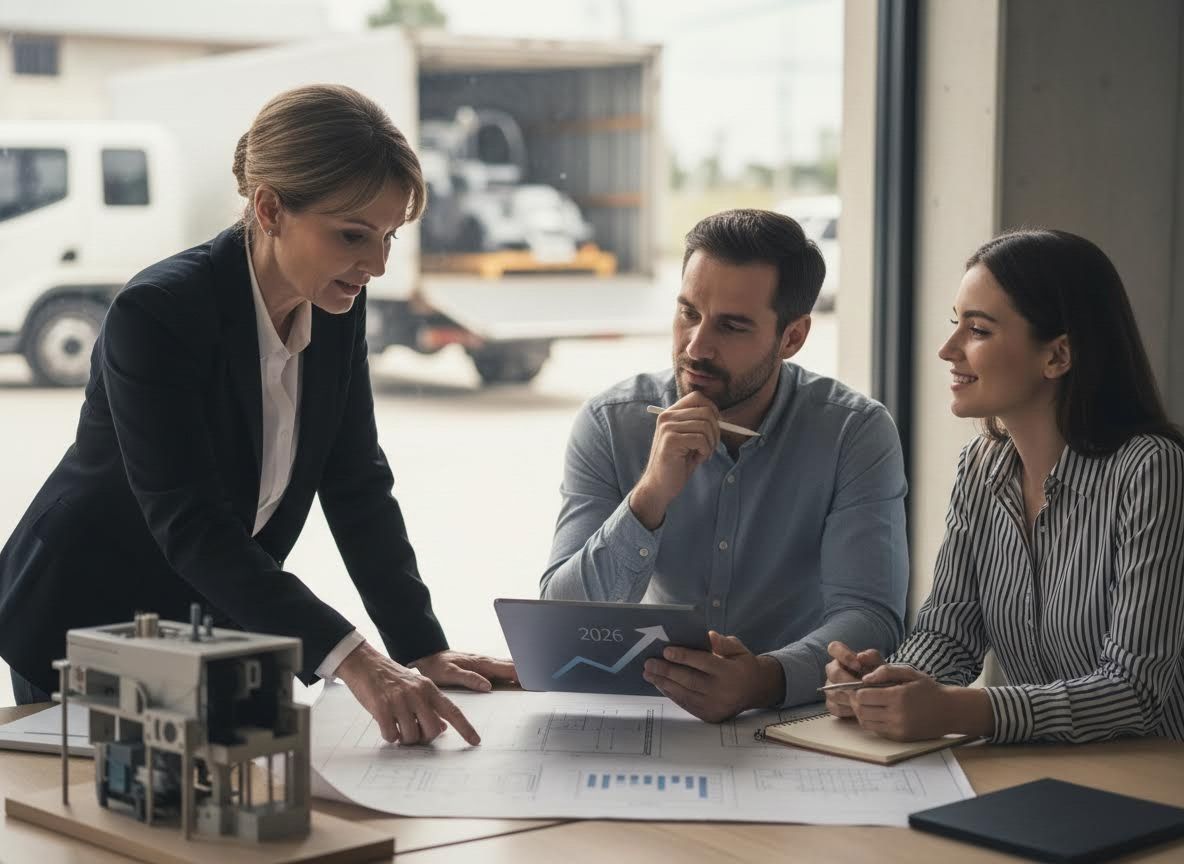 Business Professionals Discussing Project Blueprints and Growth Trends