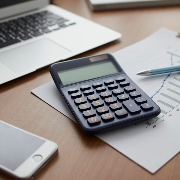 Calculator on the table Calculator on the table