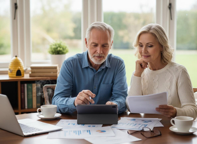 Senior Couple Reviewing Finances at Home