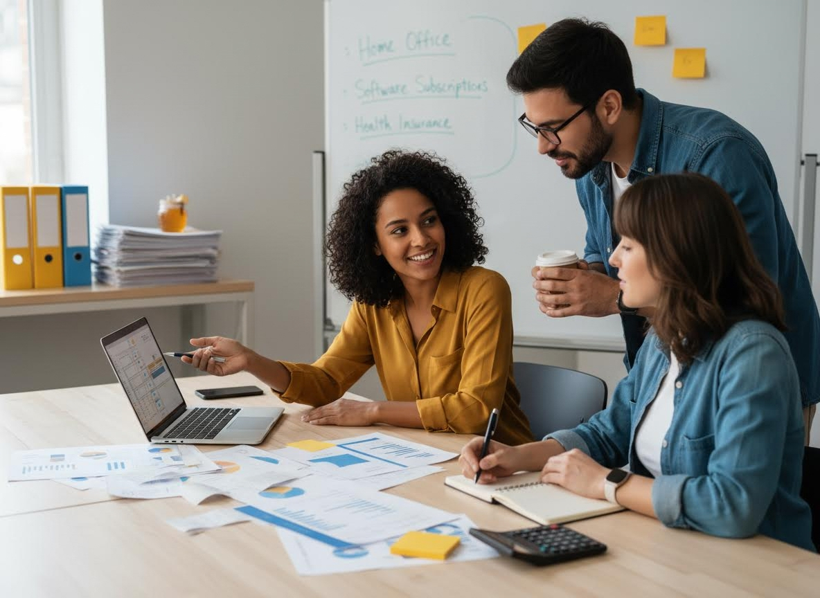 Diverse team collaborating on a business project
