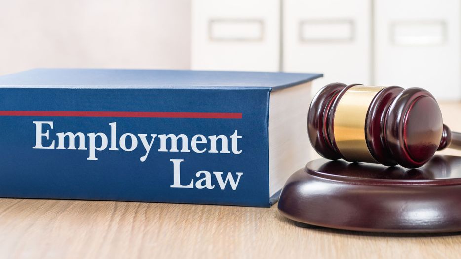 Employment law book and gavel