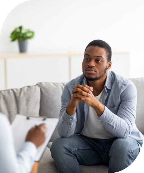 man in an individual counseling session