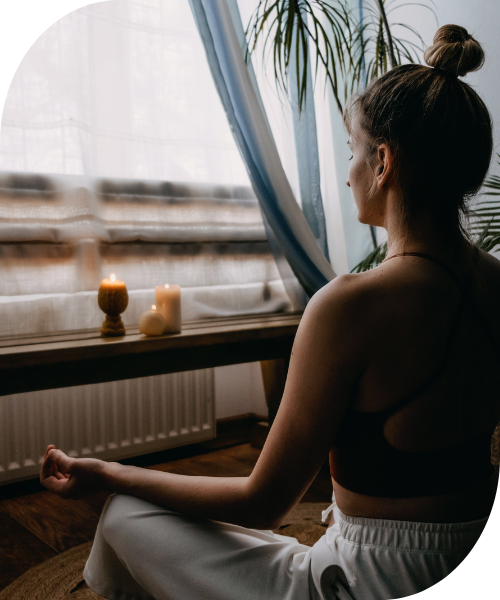 Yoga pose by window