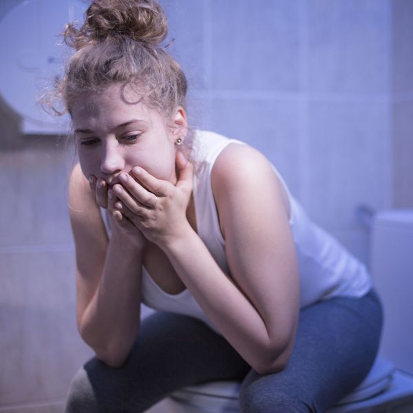 A woman looking very distressed.