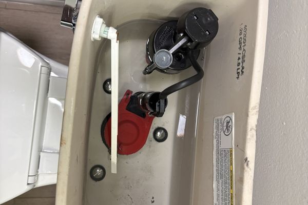 An empty toilet tank