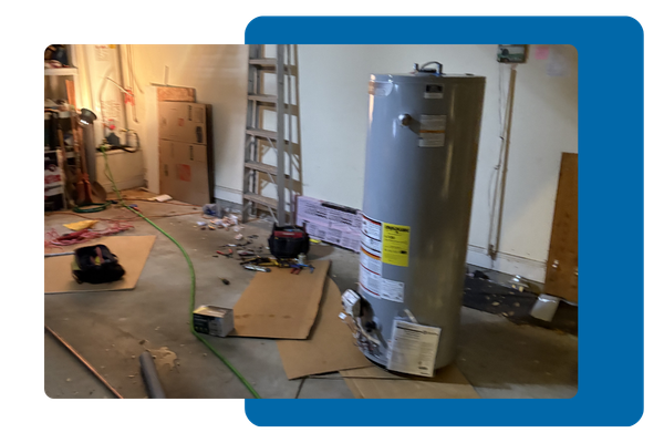 Water heater being worked on