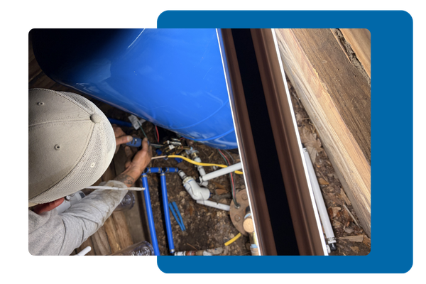 Inspecting underneath a water heater