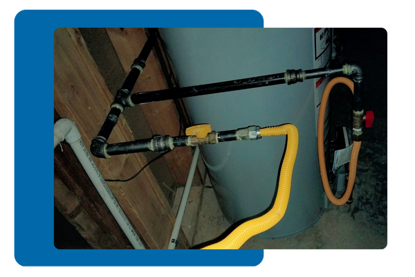 Pipe leading to a water heater