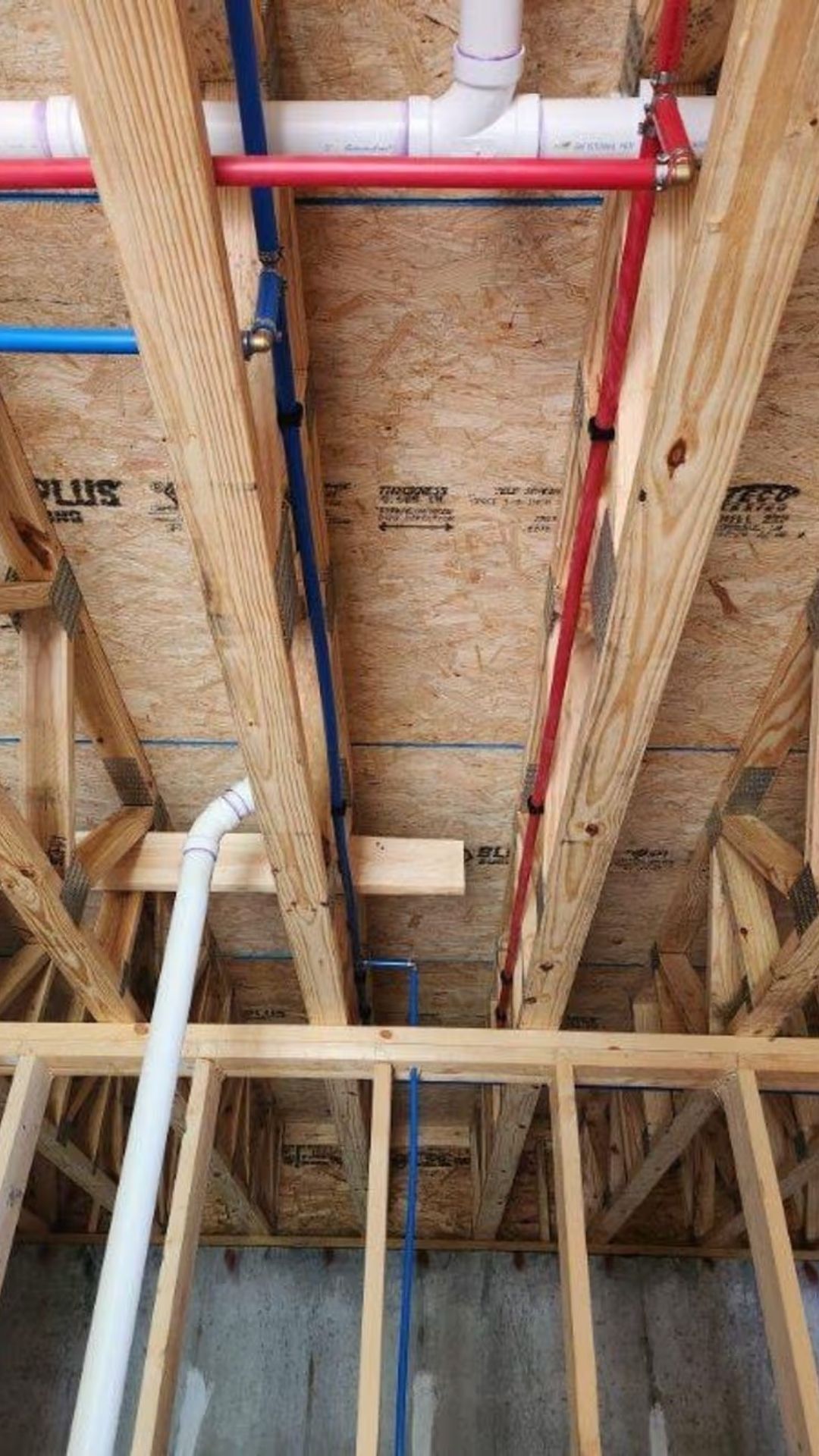 Pipes in the house framing