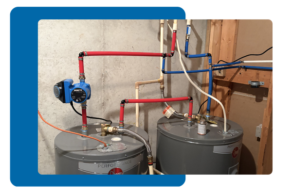 water heater with complex pipes