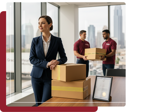 a business professional at ease during a commercial move