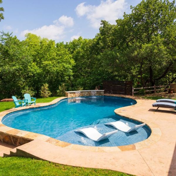 pool with chairs