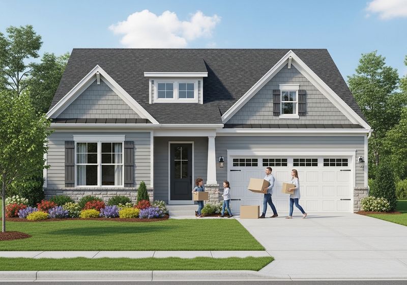 Family Moving Into New Gray House