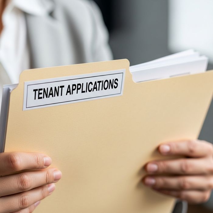 a person holding an application folder