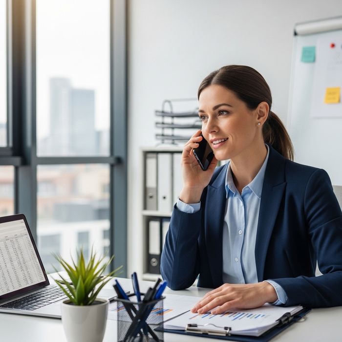 a property manager talking on a phone