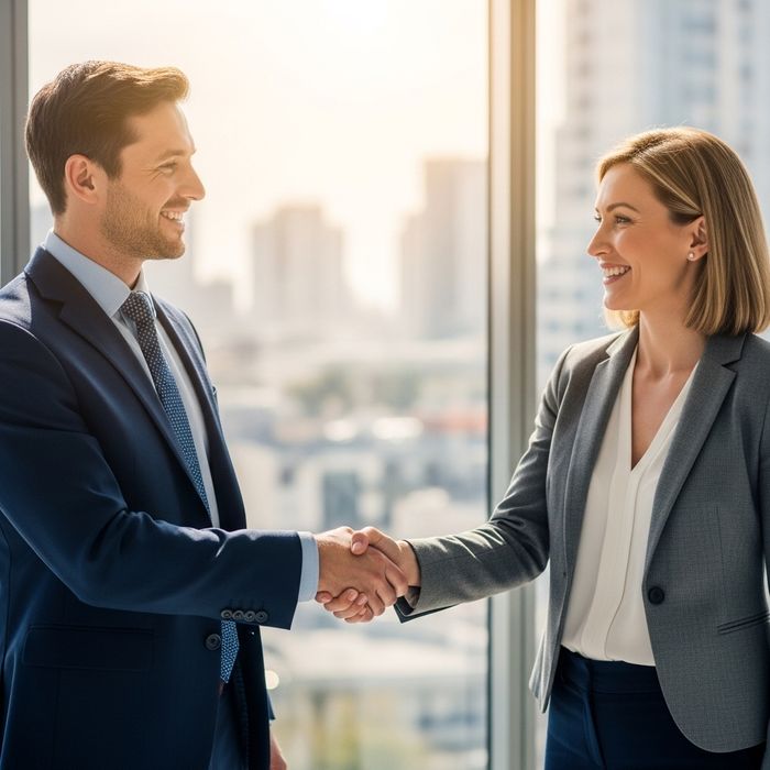 Two business partners shaking hands
