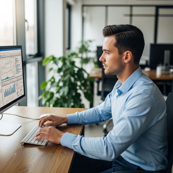 a professional using a computer