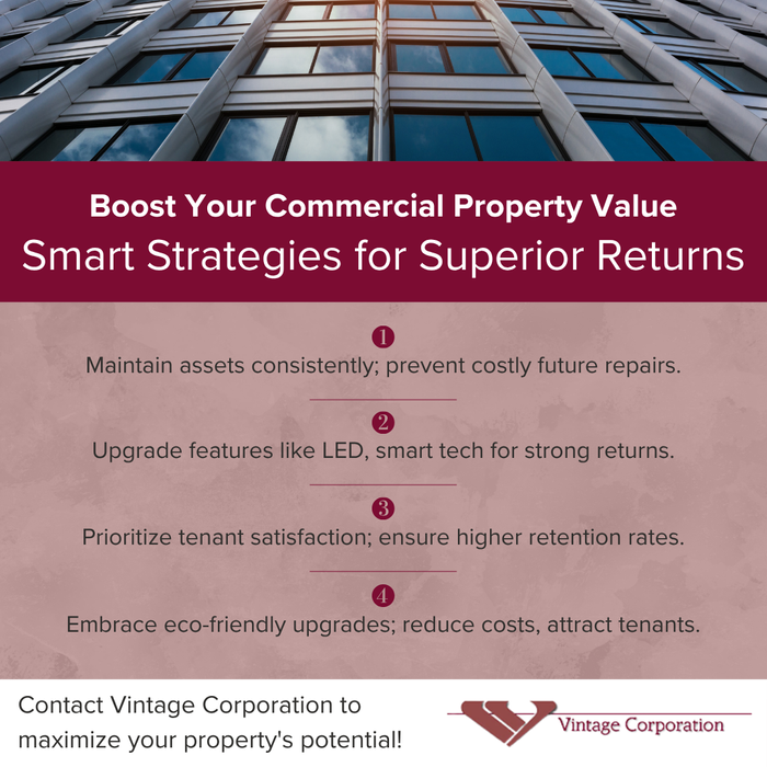 infographic that lists strategies to boost commercial property value infographic that lists strategies to boost commercial property value