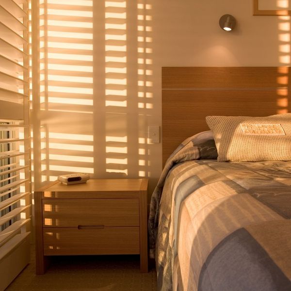 bedroom with blinds