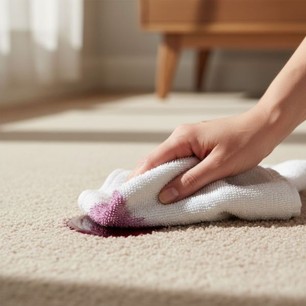Cleaning up carpet spill. Cleaning up carpet spill.