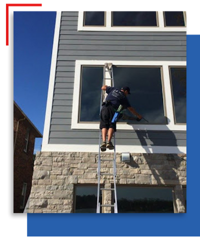 Washing exterior windows of home