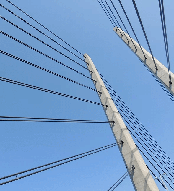 Large wires of a concrete bridge