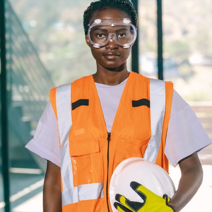 person wearing a vest and goggles 