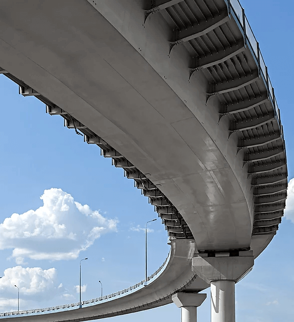 Underside view of a raised highway