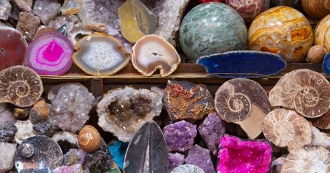 gemstones and fossils