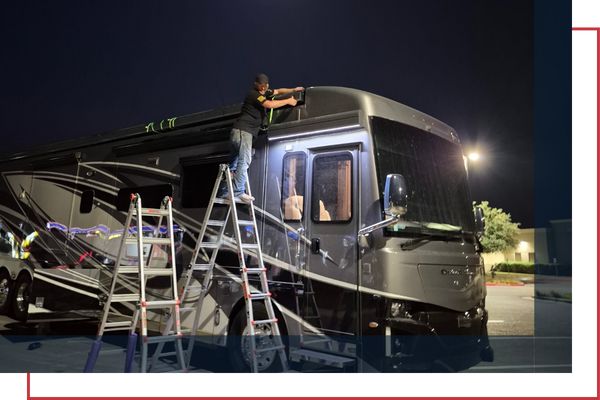 certified RV technician diagnosing an ac unit problem