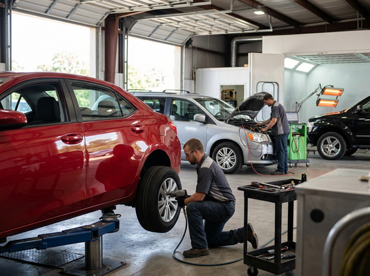 Mechanics Working in an Auto Repair Shop