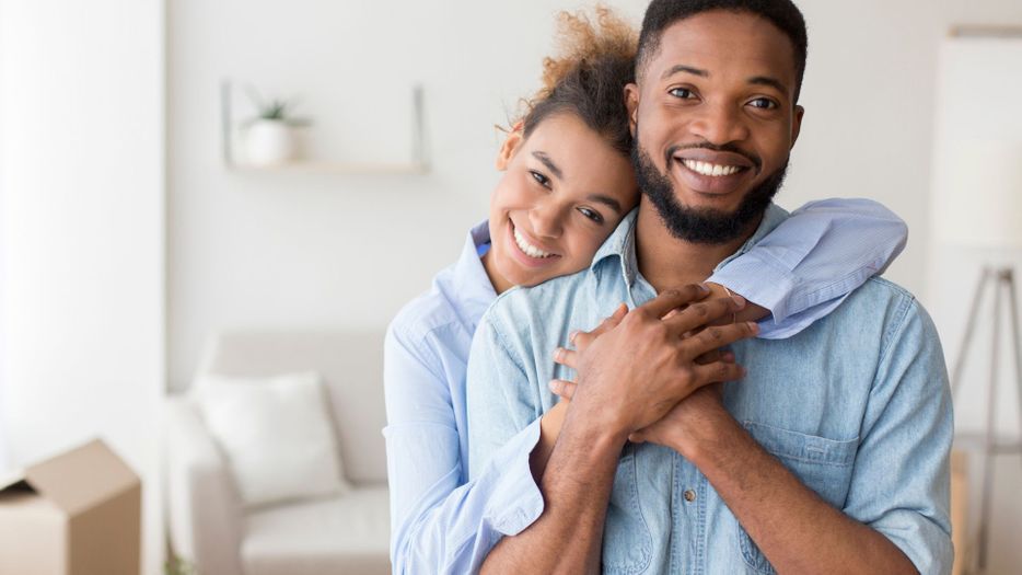 couple in new apartment