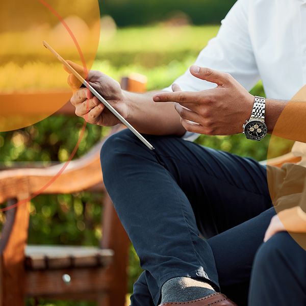 Man looking at ipad