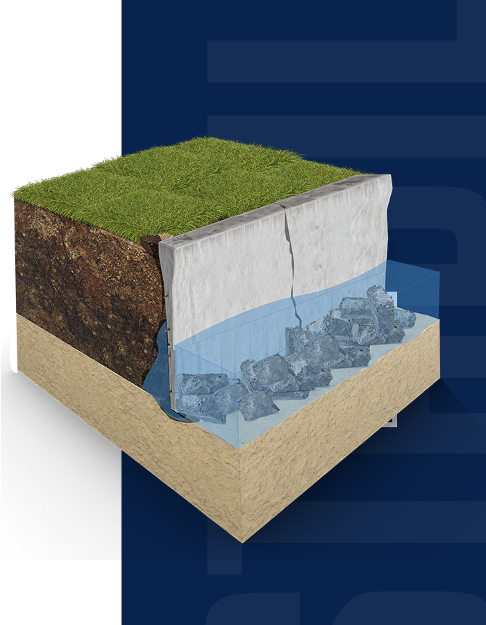 graphic of cracked seawall