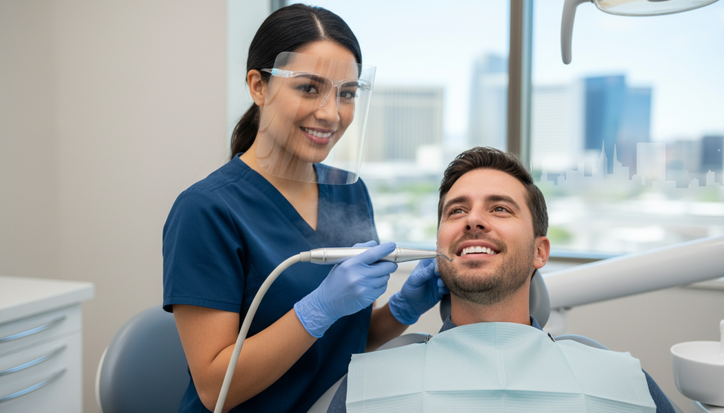 Dental Professional Performing Teeth Cleaning