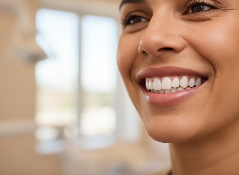 Close-up of a Woman's Bright White Smile