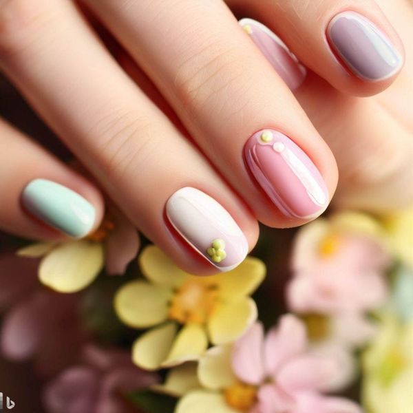 summer nail colors with hand hovering above flowers